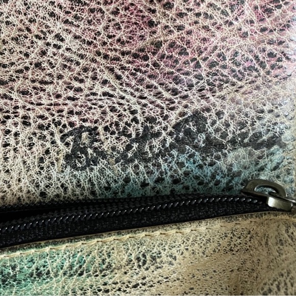 Vintage 80s Brit Rosen Signed Hand Painted Abstract Leather Shoulder Bag Purse - Picture 6 of 13